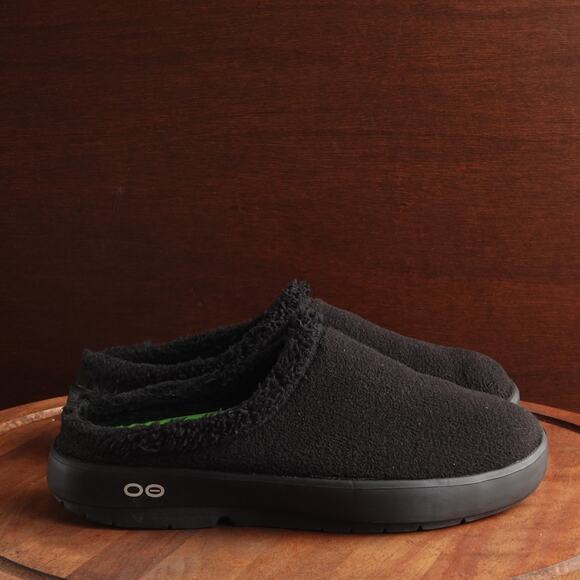 Oofos Mules Mens Size 12 Black OOcoozie Slip On Comfort Recovery Slipper Casual - Picture 1 of 13